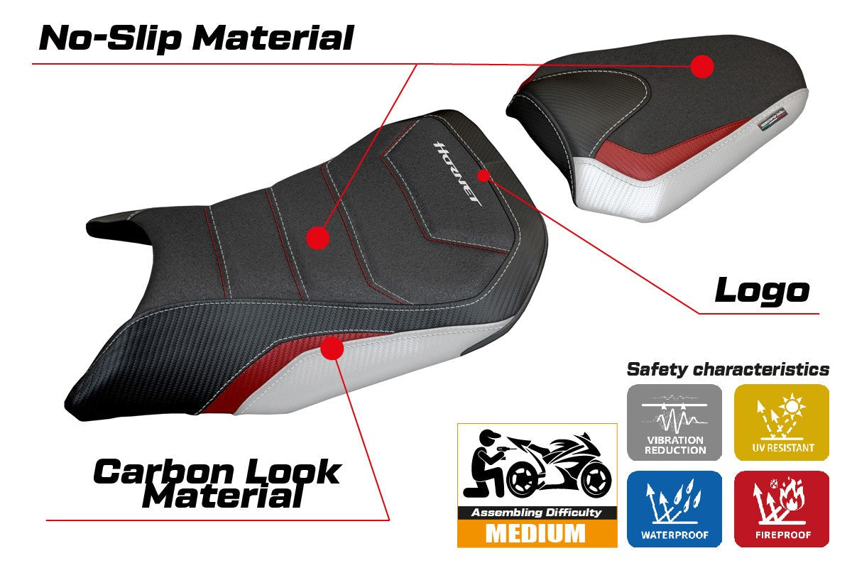 Tappezzeria Italia Honda CB 750 Hornet 2023-2025 Seat Cover Ultragrip White Red Black