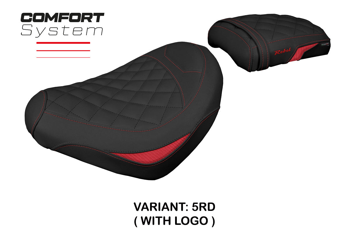 Tappezzeria Italia Honda CMX 500 Rebel 2017-2025 Seat Cover Comfort in Red and Black Diamond