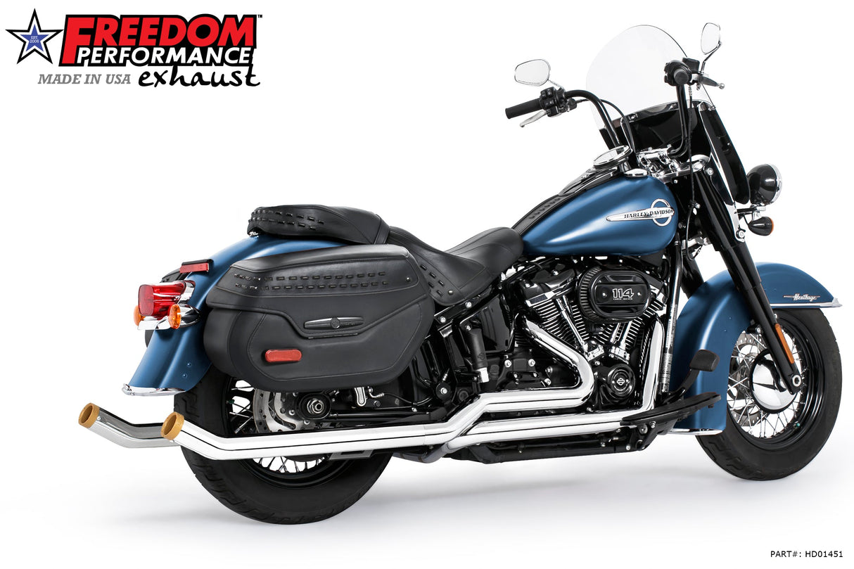 HARLEY SOFTAIL 2.5" UPSWEPT TRUE-DUAL COMPLETE SYSTEM M8 ONLY BUNDLE *NOT FOR WIDE TIRE BIKES