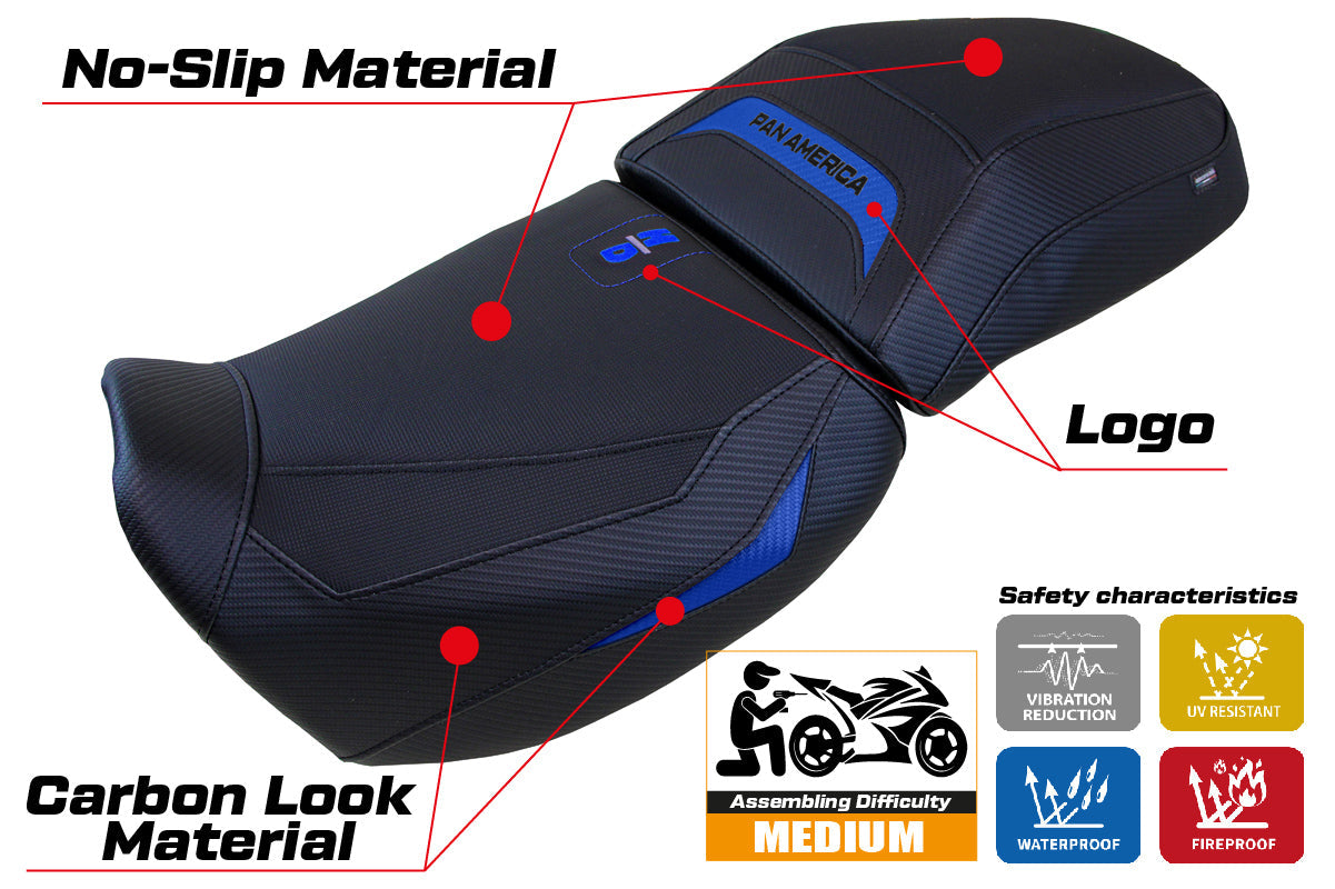 Tappezzeria Italia Harley Davidson Pan America 2021-2025 Seat Cover in Blue and Black