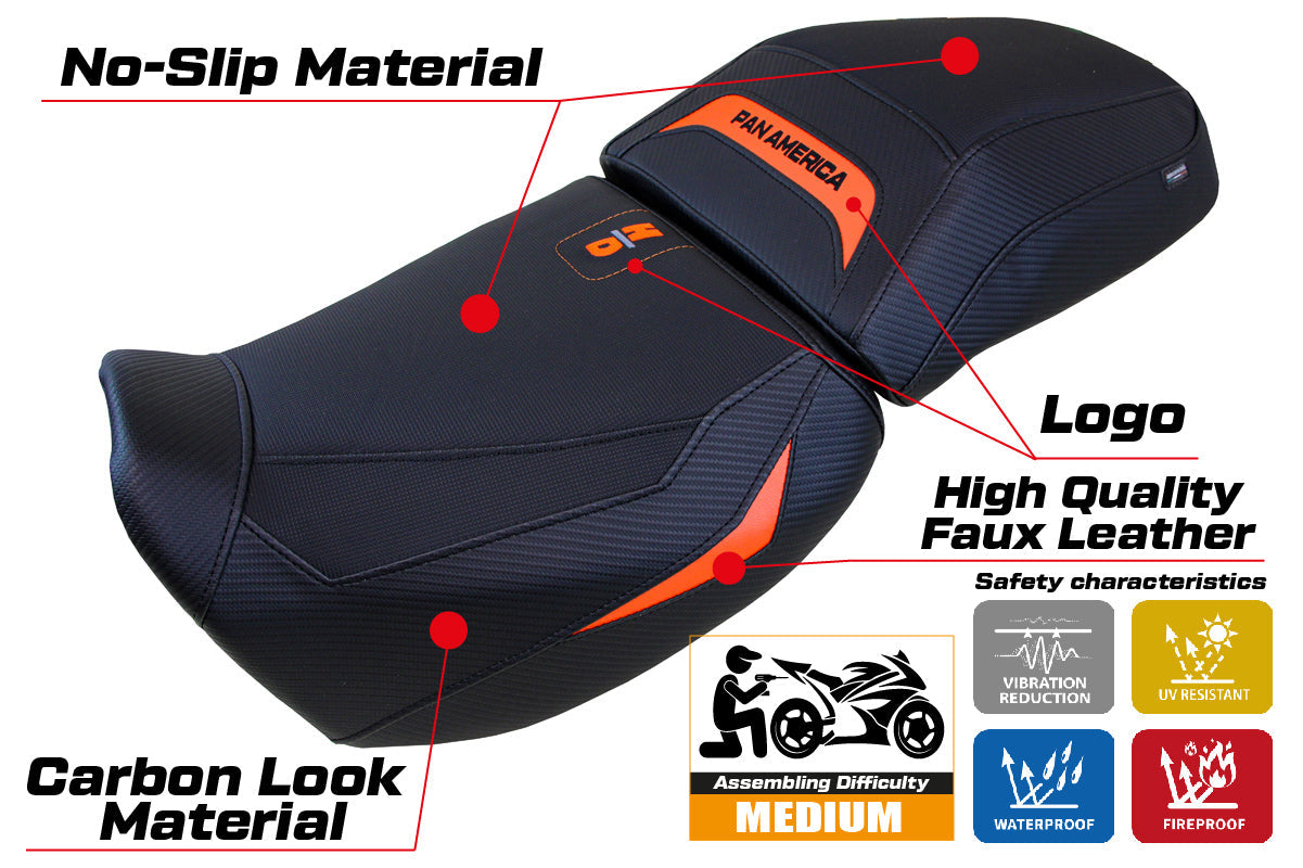 Tappezzeria Italia Harley Davidson Pan America 2021-2025 Seat Cover in Orange and Black