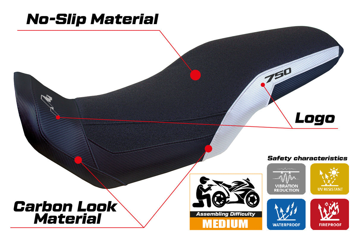 Tappezzeria Italia Honda Transalp XL 750 2023-2025 Seat Cover Ultragrip in White and Black