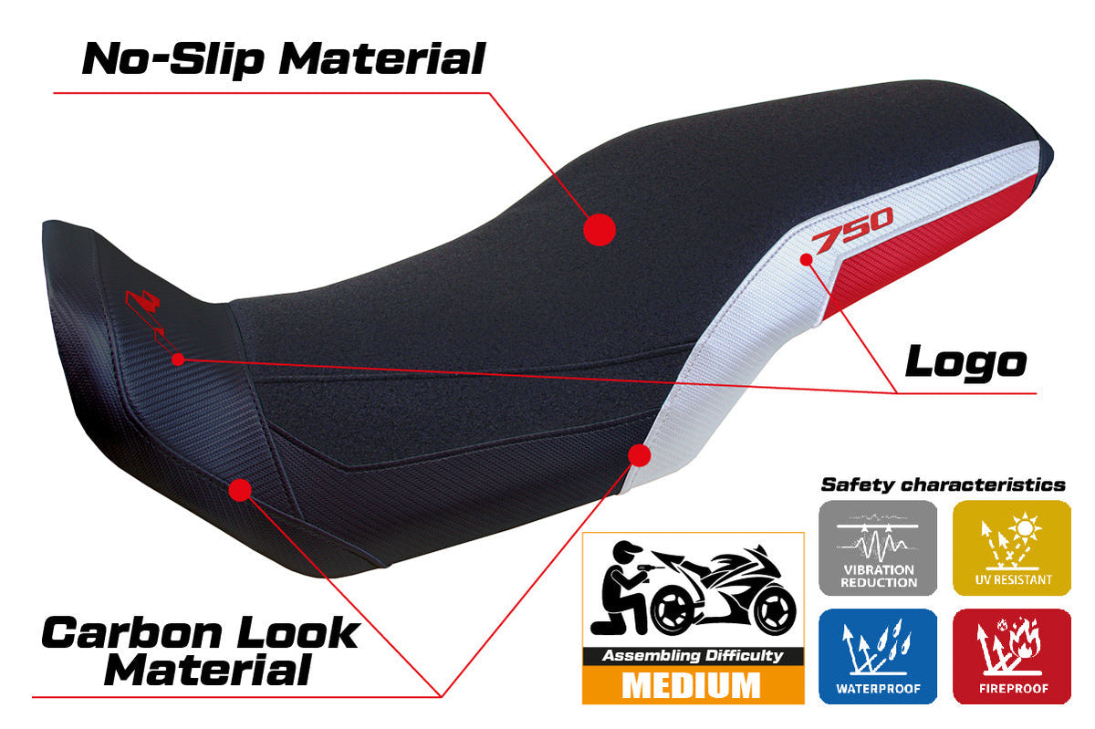 Tappezzeria Italia Honda Transalp XL 750 2023-2025 Seat Cover Ultragrip in White, Red and Black