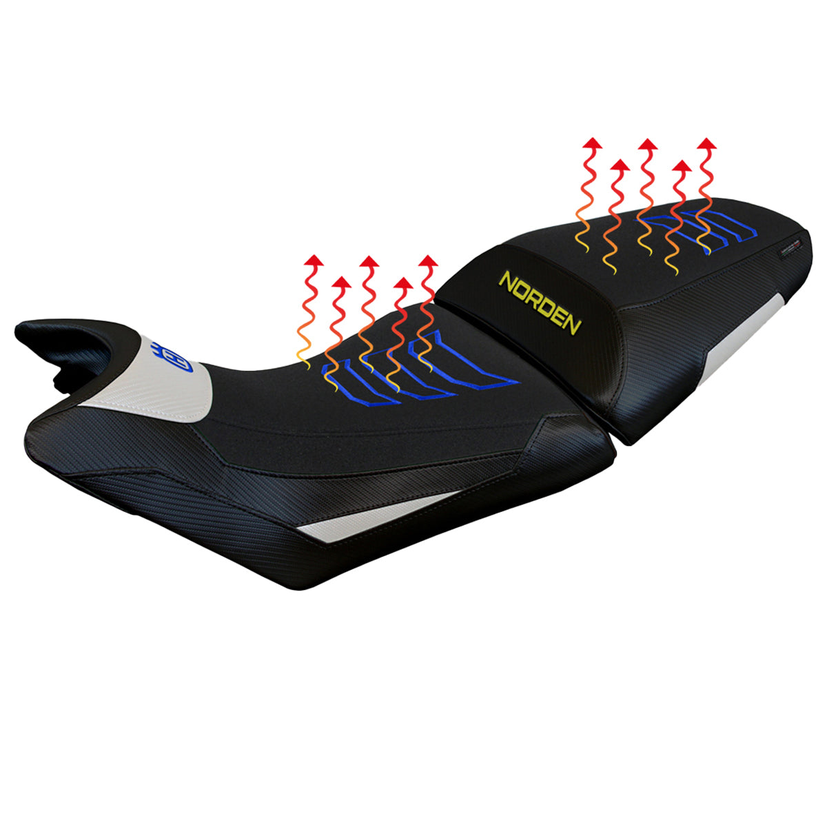 Tappezzeria Italia Husqvarna Norden 901 2022-2025 Seat Cover Comfort Heated in White and Blue