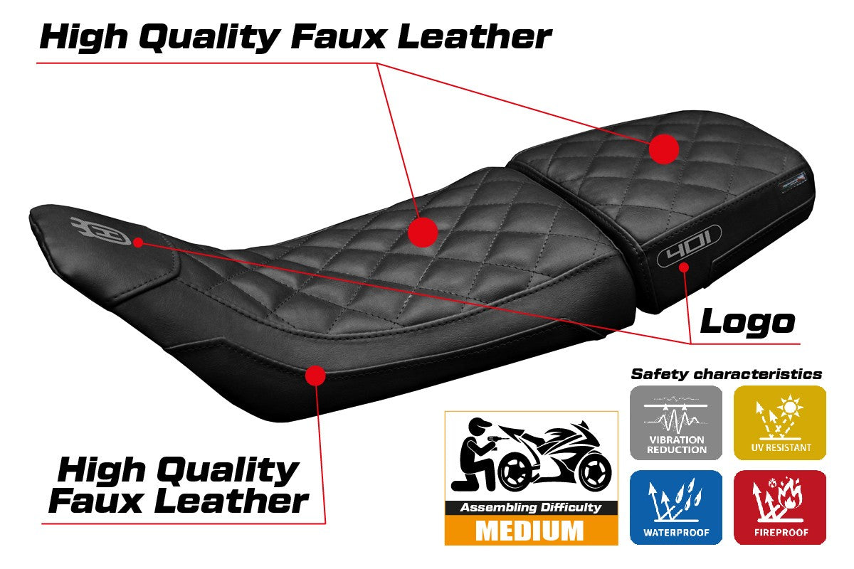 Tappezzeria Italia Husqvarna Svartpilen 401 2018-2022 2023 Seat Cover Vintage Black