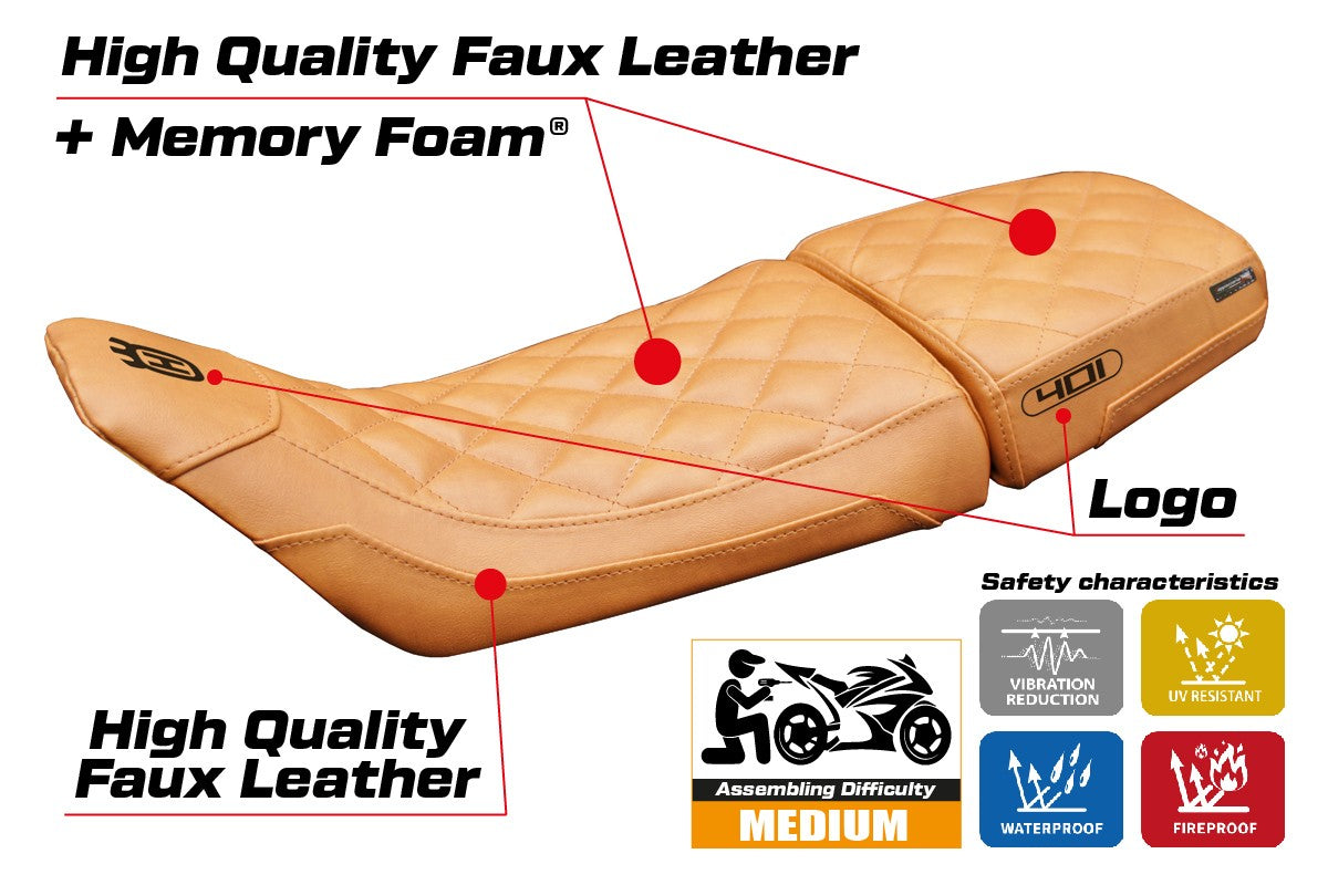 Tappezzeria Italia Husqvarna Svartpilen 401 2018-2023 Seat Cover Vintage Comfort Camel