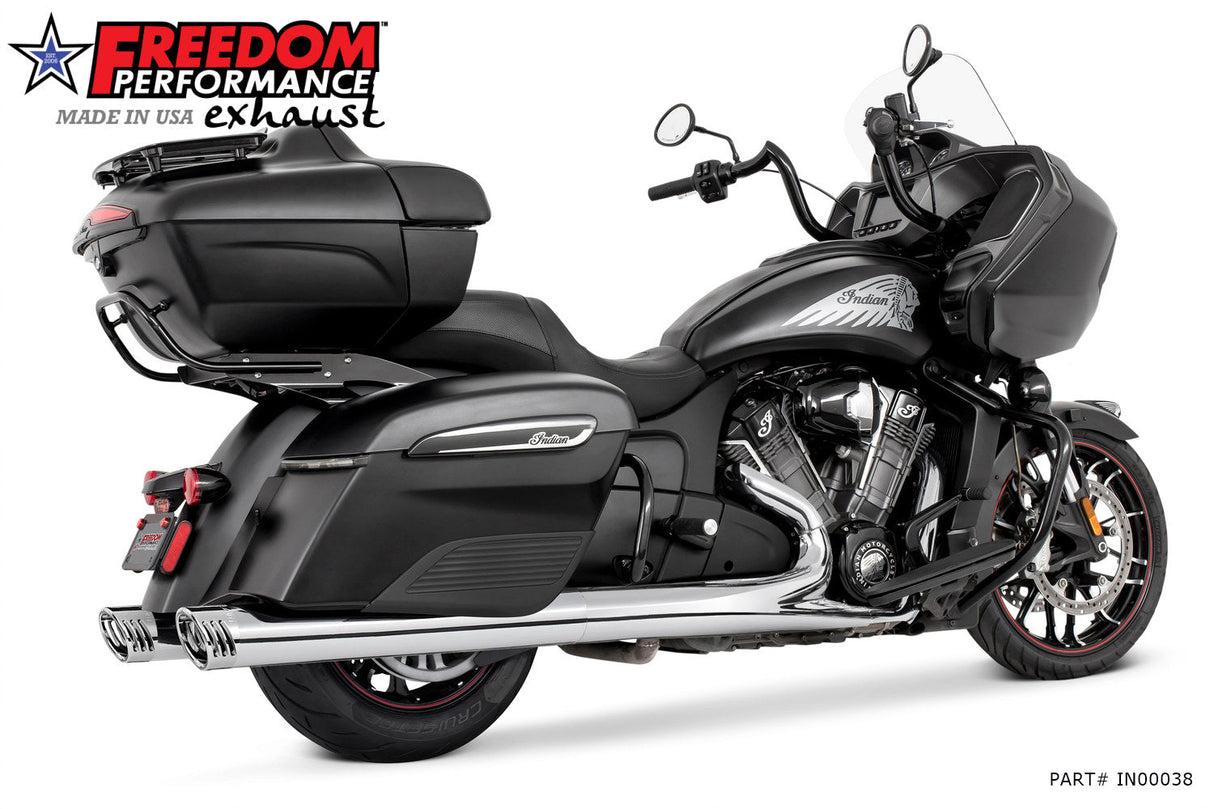 INDIAN 4" SLIP-ONS FOR CHIEFTAIN/ROADMASTER-CHALLENGER/PURSUIT/ELITE WITH HARD BAGS BUNDLE