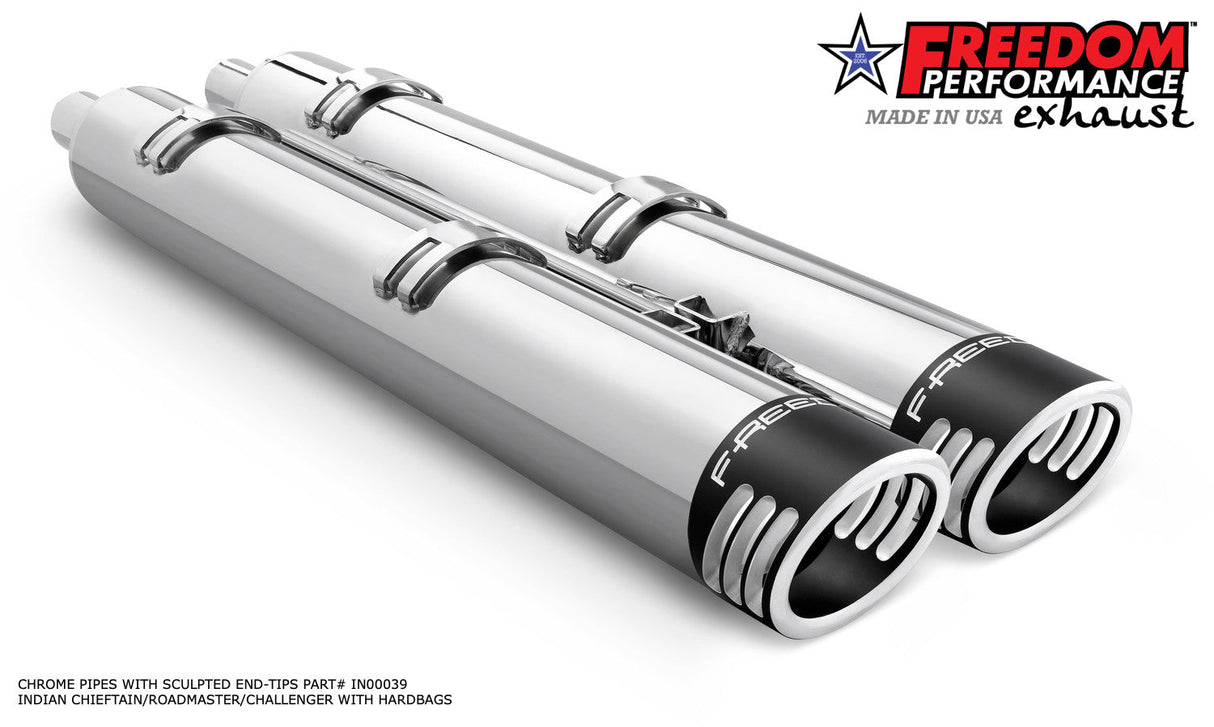 INDIAN 4" SLIP-ONS FOR CHIEFTAIN/ROADMASTER-CHALLENGER/PURSUIT/ELITE WITH HARD BAGS BUNDLE