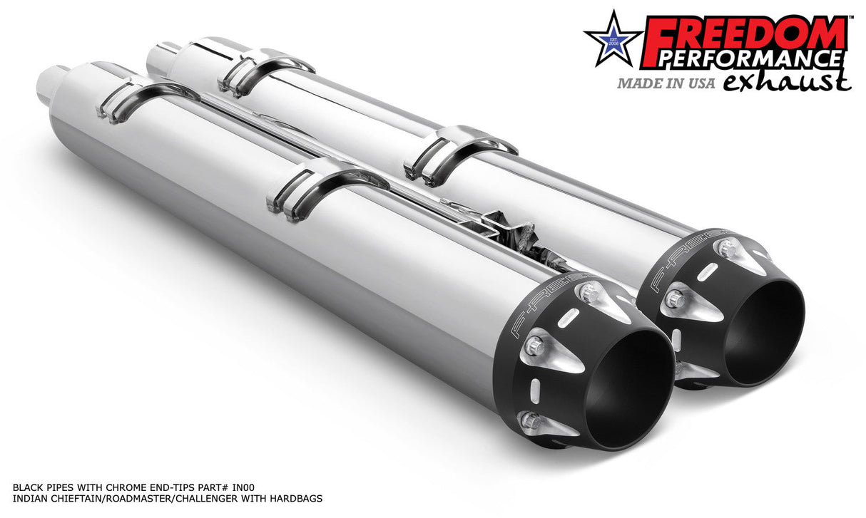 INDIAN 4" SLIP-ONS FOR CHIEFTAIN/ROADMASTER-CHALLENGER/PURSUIT/ELITE WITH HARD BAGS BUNDLE