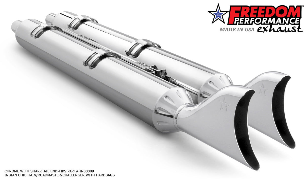 INDIAN 4" SLIP-ONS FOR CHIEFTAIN/ROADMASTER-CHALLENGER/PURSUIT/ELITE WITH HARD BAGS BUNDLE