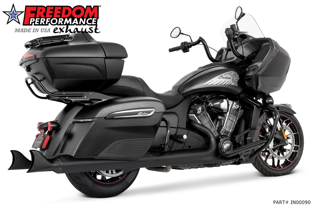 INDIAN 4" SLIP-ONS FOR CHIEFTAIN/ROADMASTER-CHALLENGER/PURSUIT/ELITE WITH HARD BAGS BUNDLE