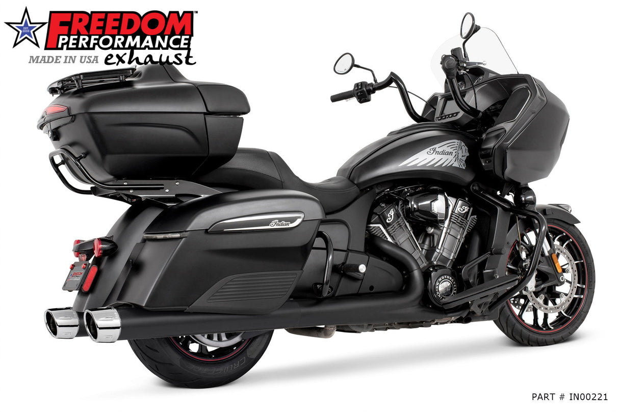 INDIAN 4" SLIP-ONS FOR CHIEFTAIN/ROADMASTER-CHALLENGER/PURSUIT/ELITE WITH HARD BAGS BUNDLE