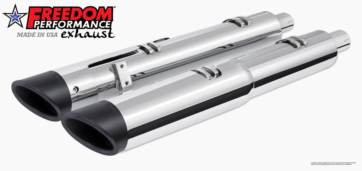INDIAN 4.5" 2-STEP SLIP-ONS ONLY FOR CHALLENGER/PURSUIT, CHIEFTAIN/ROADMASTER, SPRINGFIELD BAGGERS BUNDLE