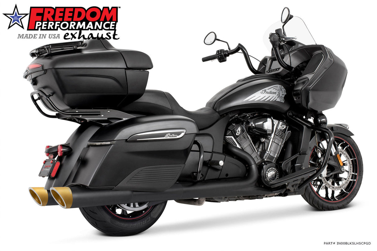 INDIAN 4.5" 2-STEP SLIP-ONS ONLY FOR CHALLENGER/PURSUIT, CHIEFTAIN/ROADMASTER, SPRINGFIELD BAGGERS BUNDLE