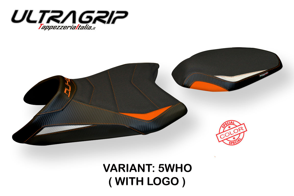 Tappezzeria Italia KTM 890 Duke 2021-2024 Seat Cover Ultragrip in White, Orange, and Black