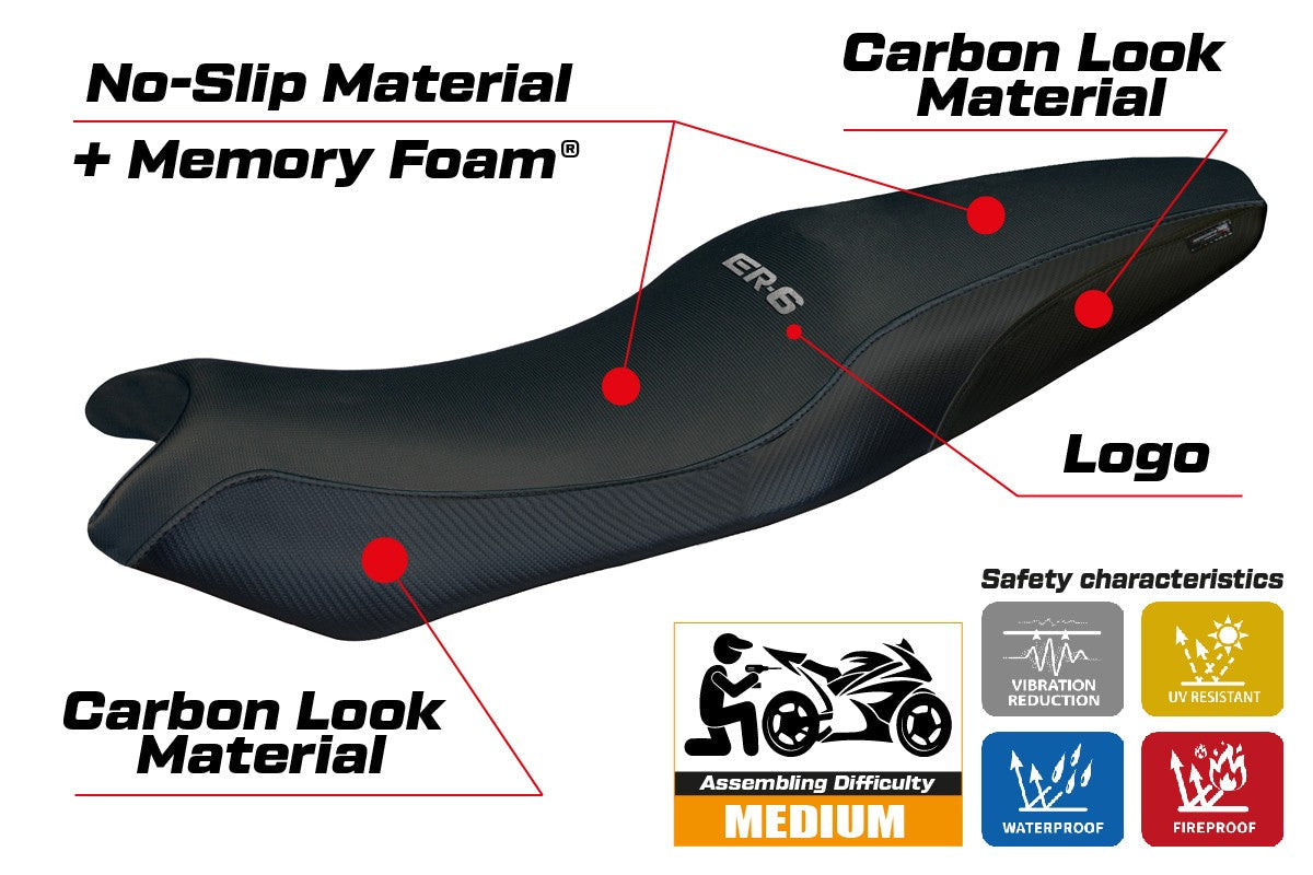 Tappezzeria Italia Kawasaki ER 6N / ER 6F 2005-2009 2010 2011 Seat Cover Comfort Black