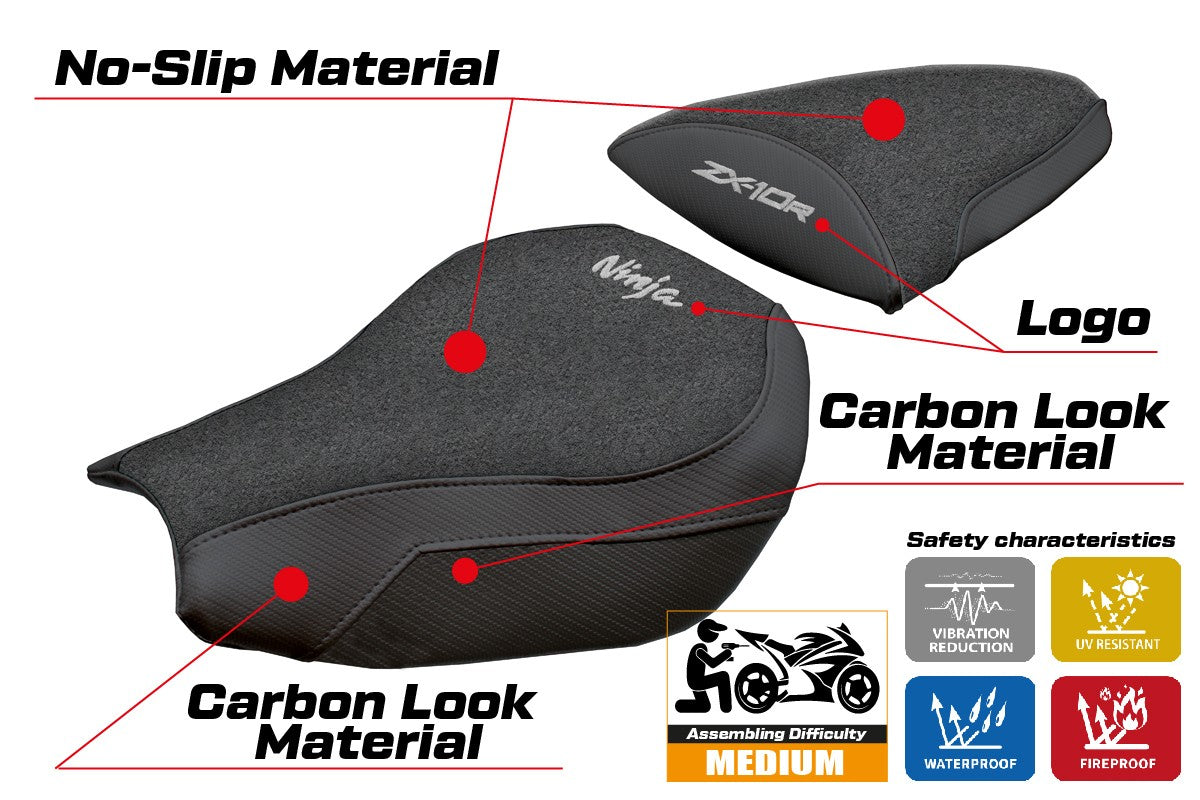 Tappezzeria Italia Kawasaki Ninja ZX 10 R 2006-2007 Seat Cover Ultragrip Black