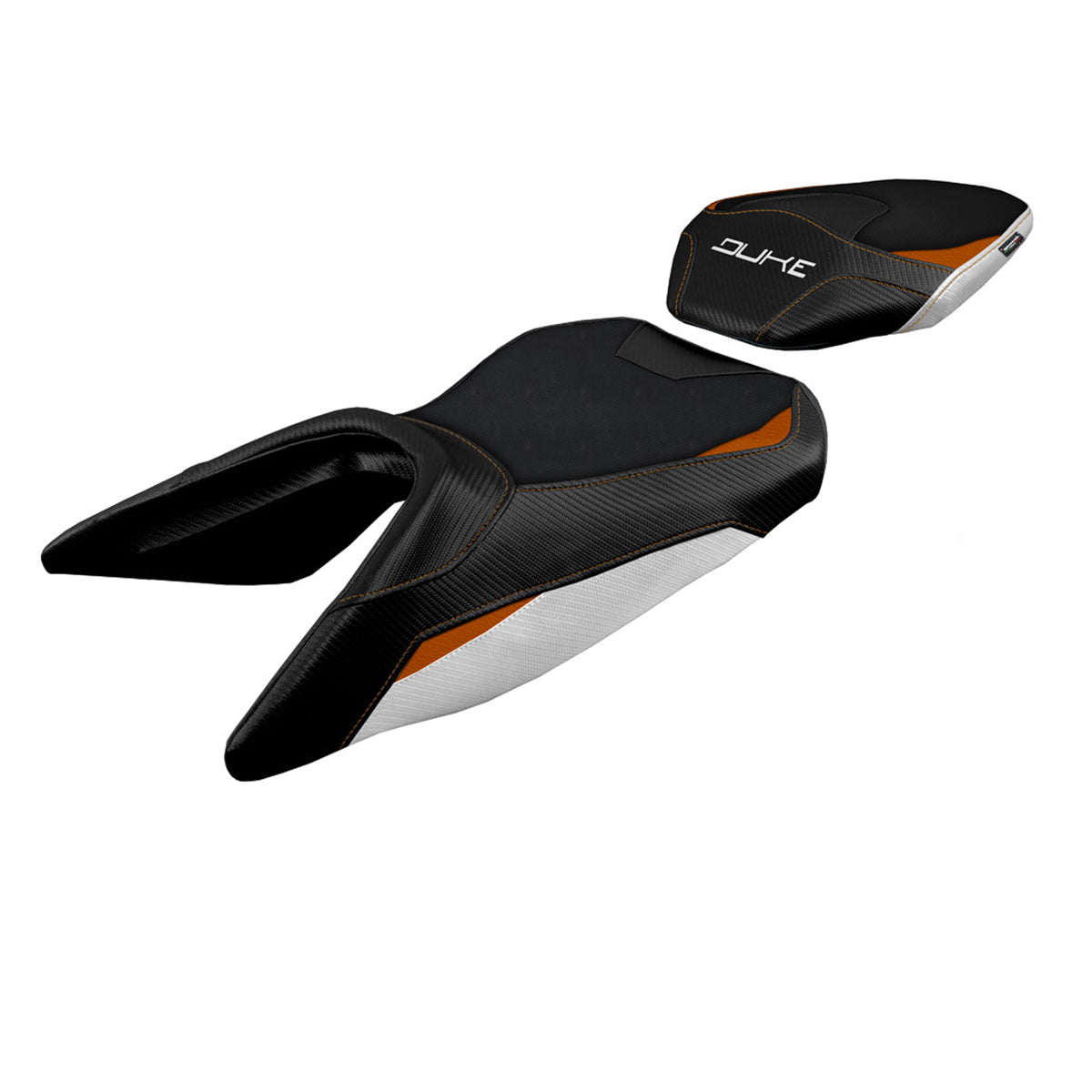 Tappezzeria Italia KTM 125 Duke 2017-2025 Seat Cover in White, Orange and Black