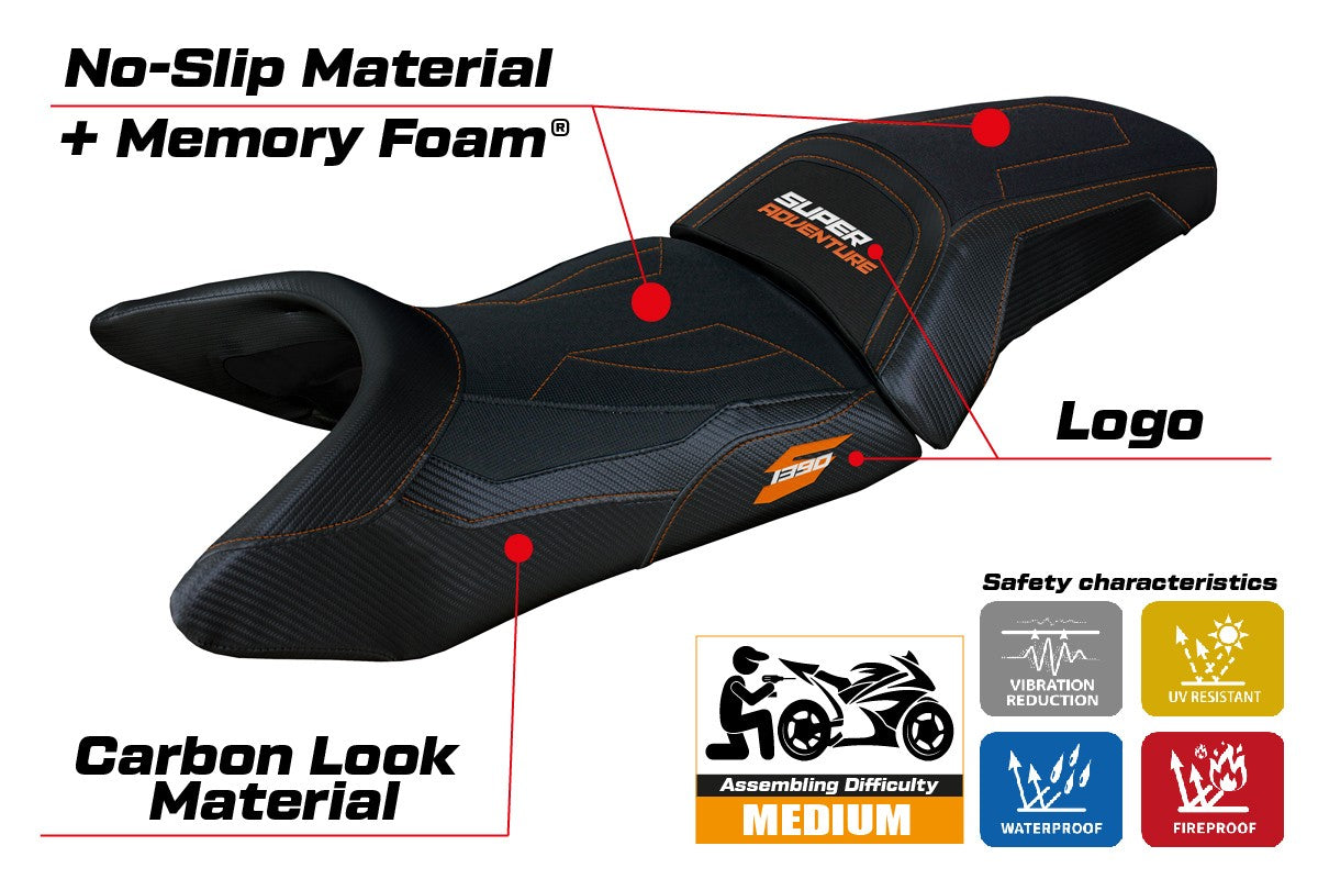 Tappezzeria Italia KTM 1390 Super Adventure S 2025 Seat Cover Comfort Black