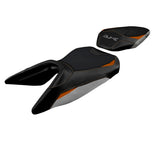 Tappezzeria Italia KTM 250 Duke 2017-2023 Seat Cover in Silver, Orange, and Black