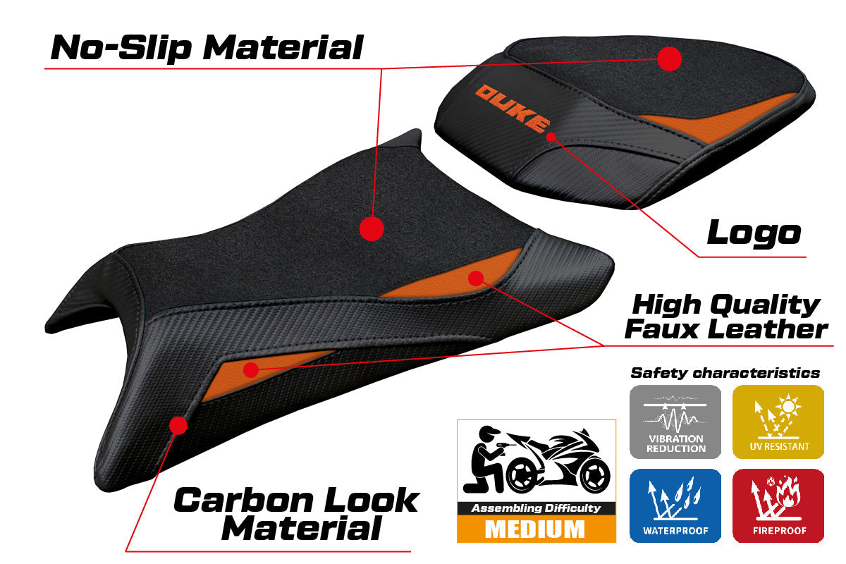 Tappezzeria Italia KTM 390 Duke 2024-2025 Seat Cover Ultragrip Black Orange