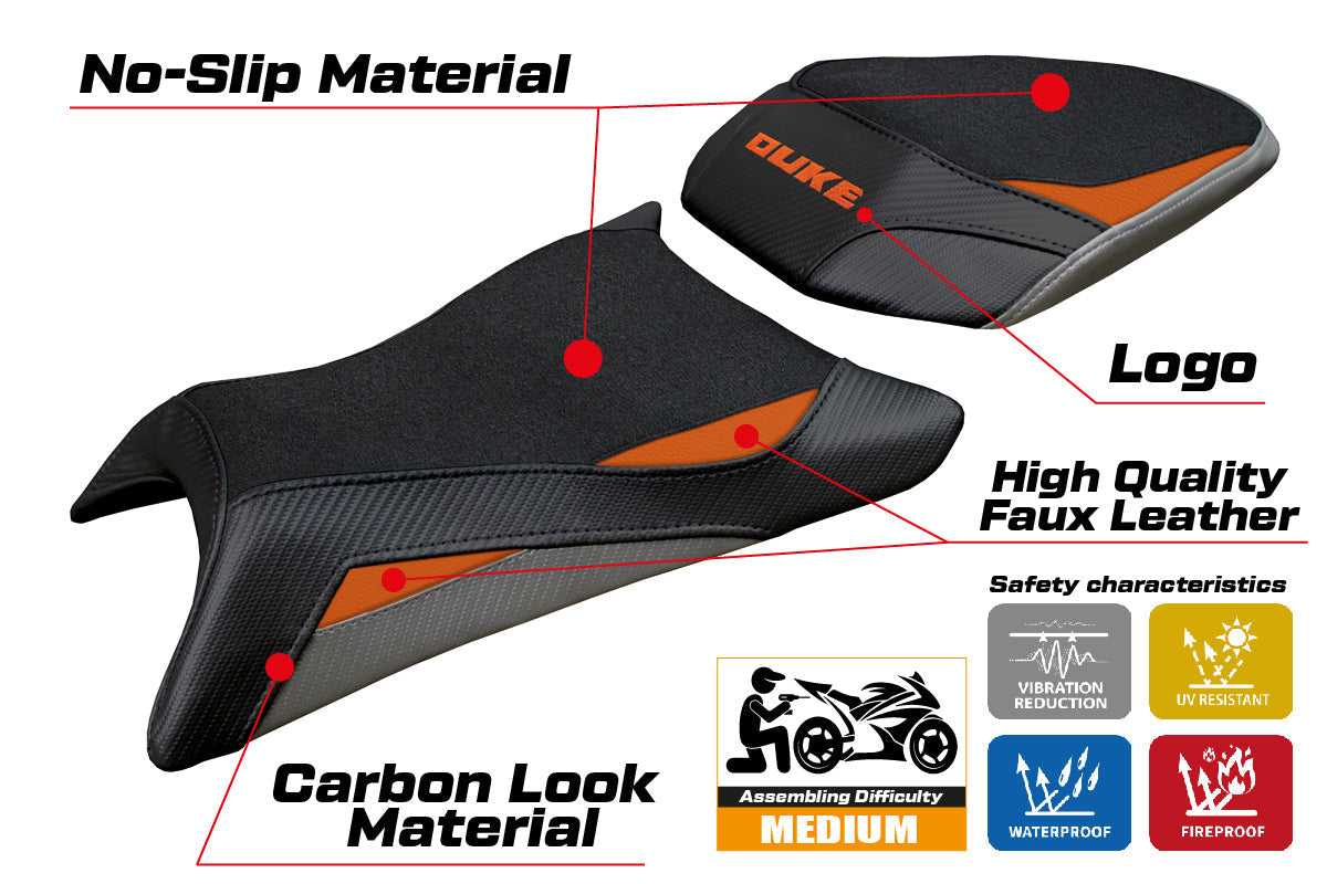 Tappezzeria Italia KTM 390 Duke 2024-2025 Seat Cover Ultragrip Black Orange Grey