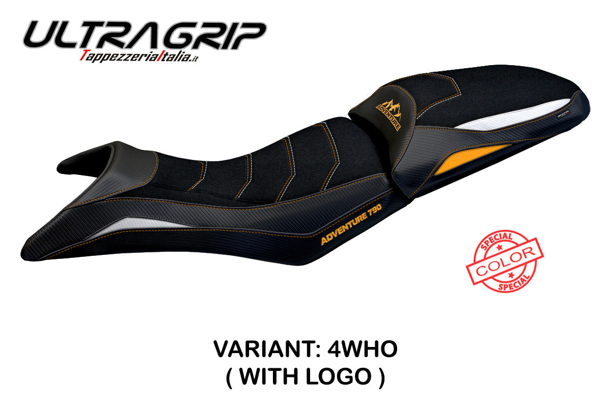 Tappezzeria Italia KTM 790 Adventure S 2019-2020 Seat Cover Ultragrip in White and Orange