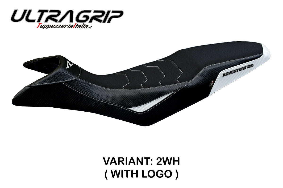Tappezzeria Italia KTM 890 Adventure R 2021-2025 Seat Cover Ultragrip in White and Black