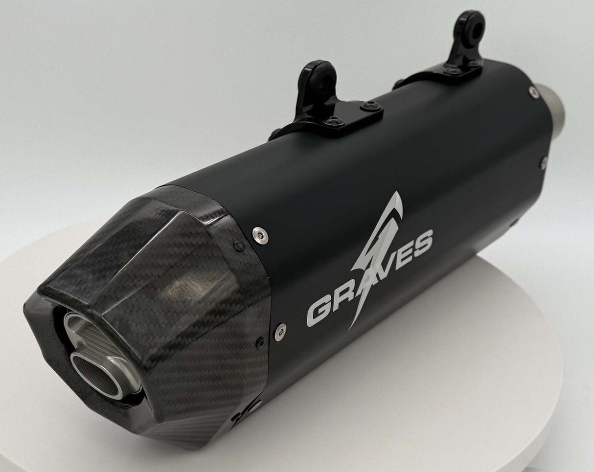 Graves KTM 350/450/500 EXC-F, XCF-W, Six Days / Husqvarna 350/450/501 FE, FEs  Gas GasEC 350F / EC 500F  2024 Dual Stage Quiet Core Stainless Exhaust - Black EXK-24EXC-SOSAK-Q