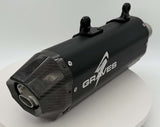 Graves KTM 350/450/500 EXC-F, XCF-W, Six Days / Husqvarna 350/450/501 FE, FEs  Gas GasEC 350F / EC 500F  2024 Dual Stage Quiet Core Stainless Exhaust - Black EXK-24EXC-SOSAK-Q