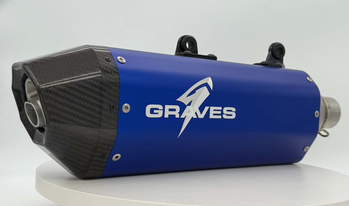 Graves KTM - Husqvarna - Gas Gas 2024   Dual Stage Quiet Core Stainless Exhaust - Blue EXK-24EXC-SOSAB-Q