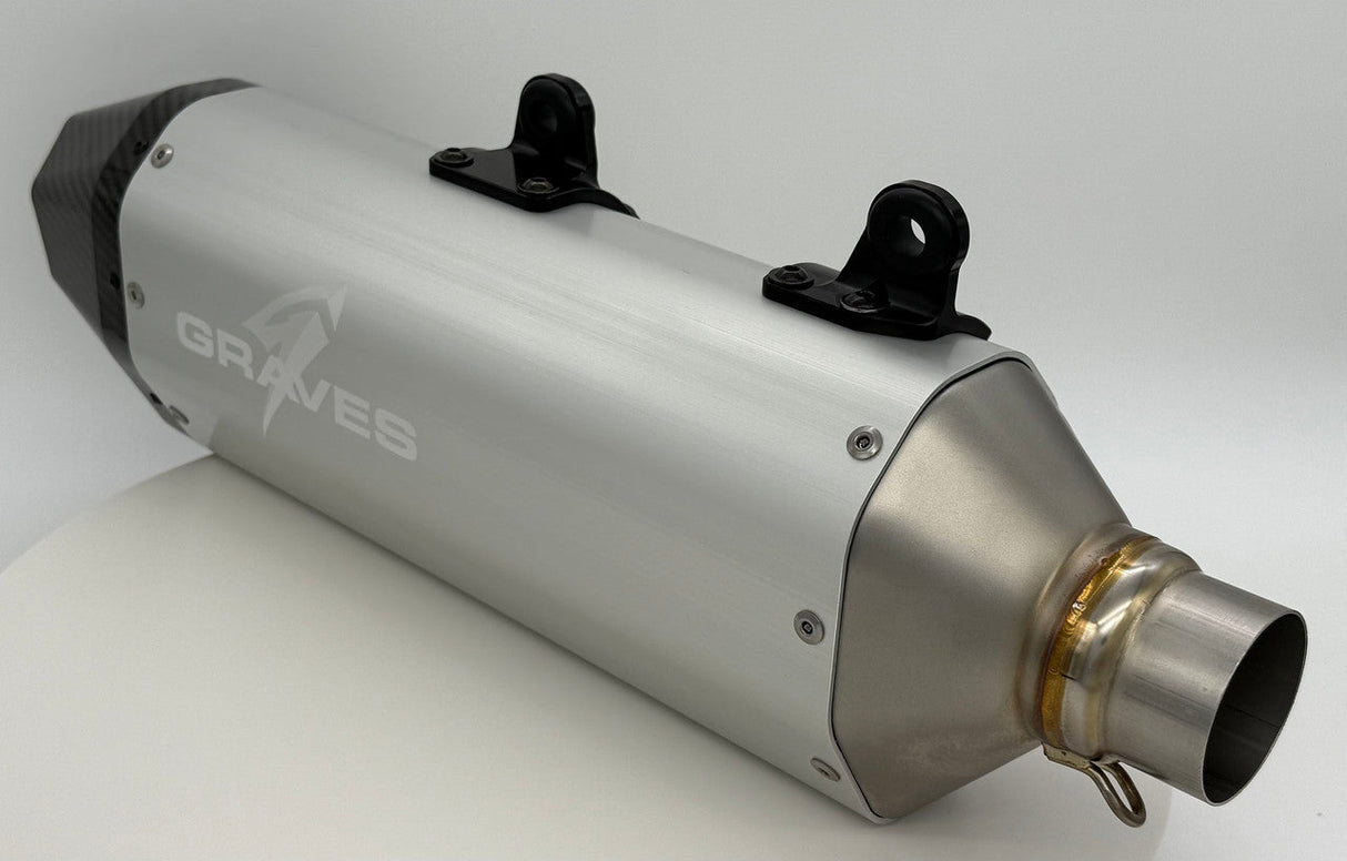 Graves 2024-2025 KTM  350/450/500 EXC-F, XCF-W  - Husqvarna - GasGas Multi Fitment DualSport Stainless Exhaust - Silver EXK-24EXC-SOSA