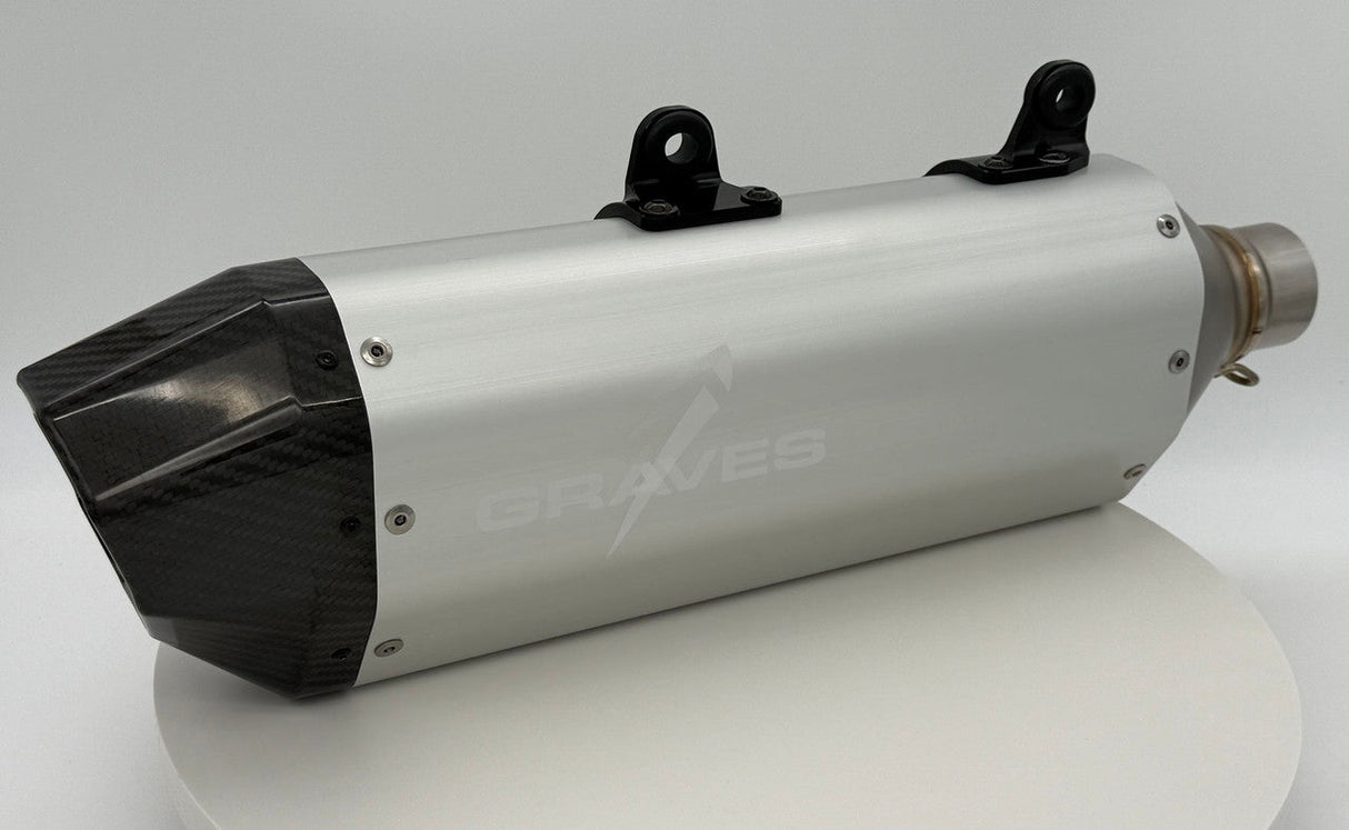 Graves 2024-2025 KTM  350/450/500 EXC-F, XCF-W  - Husqvarna - GasGas Multi Fitment DualSport Stainless Exhaust - Silver EXK-24EXC-SOSA