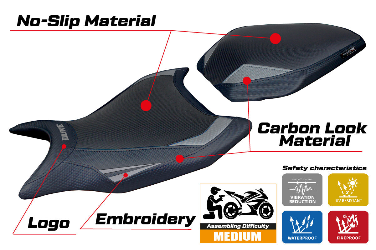 Tappezzeria Italia KTM 990 Duke 2024-2025 Seat Cover in Grey and Black