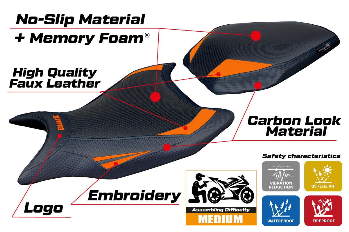 Tappezzeria Italia KTM 990 Duke 2024-2025 Seat Cover Comfort in Orange and Black