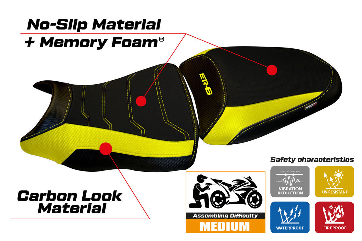 Tappezzeria Italia Kawasaki ER-6N ER-6F 2012-2016 Seat Cover Comfort in Yellow