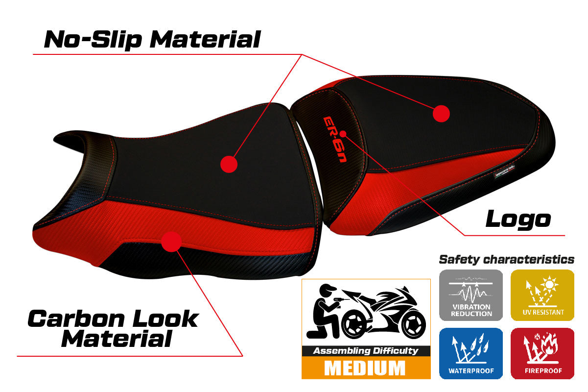 Tappezzeria Italia Kawasaki ER-6N ER-6F 2012-2016 Seat Cover in Red and Black