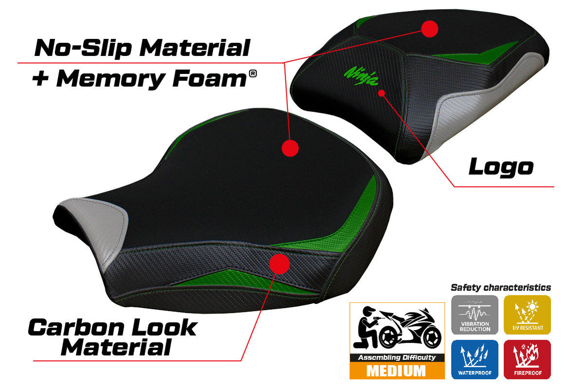 Tappezzeria Italia Kawasaki Ninja H2 1000SX 2018-2025 Seat Cover Comfort in Green SI