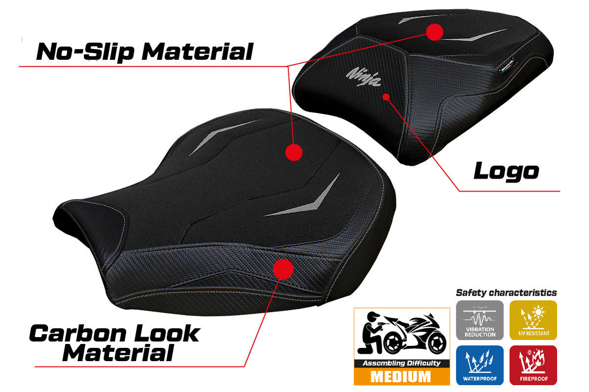 Tappezzeria Italia Kawasaki Ninja H2 1000SX 2018-2025 Seat Cover Ultragrip in Black
