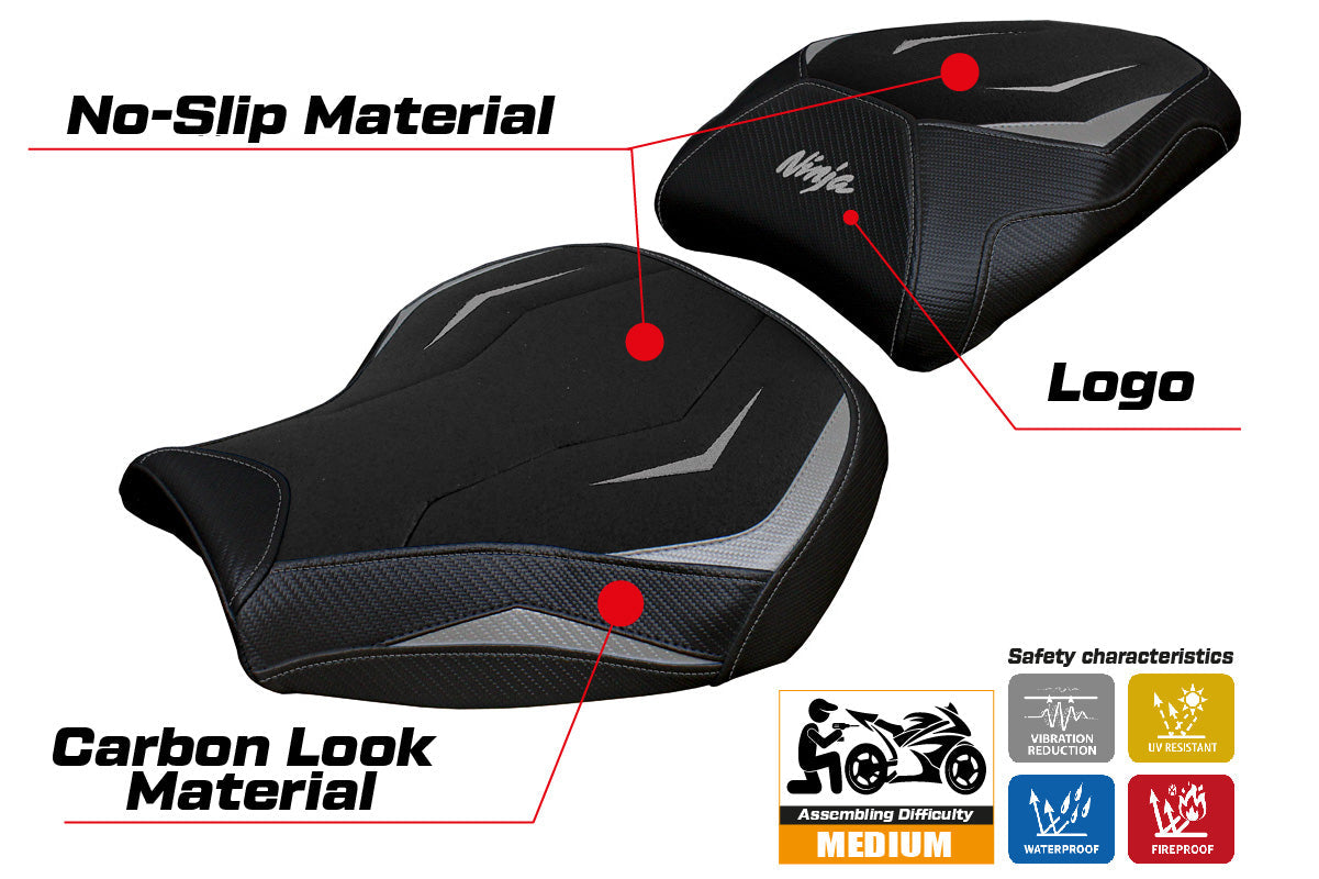 Tappezzeria Italia Kawasaki Ninja H2 1000SX 2018-2025 Seat Cover Ultragrip in Silver