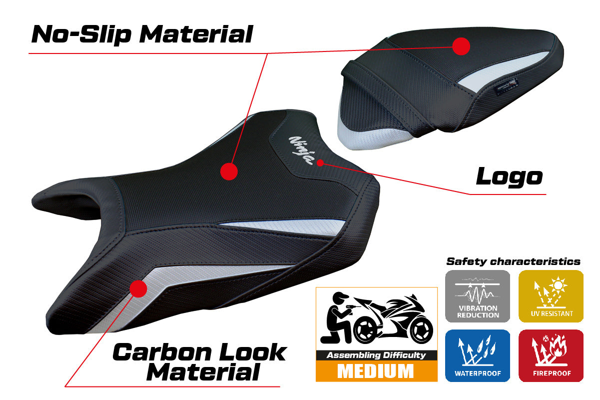 Tappezzeria Italia Kawasaki Ninja 500 2024-2025 Seat Cover in Silver and Black