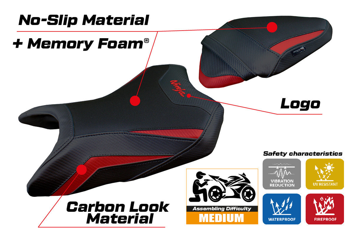 Tappezzeria Italia Kawasaki Ninja 500 2024-2025 Seat Cover Comfort in Dark Red and Black
