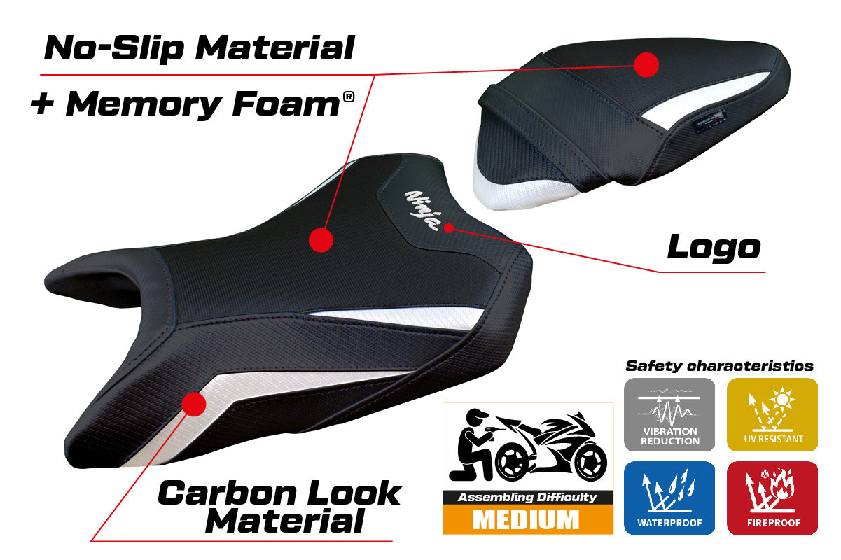 Tappezzeria Italia Kawasaki Ninja 500 2024-2025 Seat Cover Comfort in White and Black