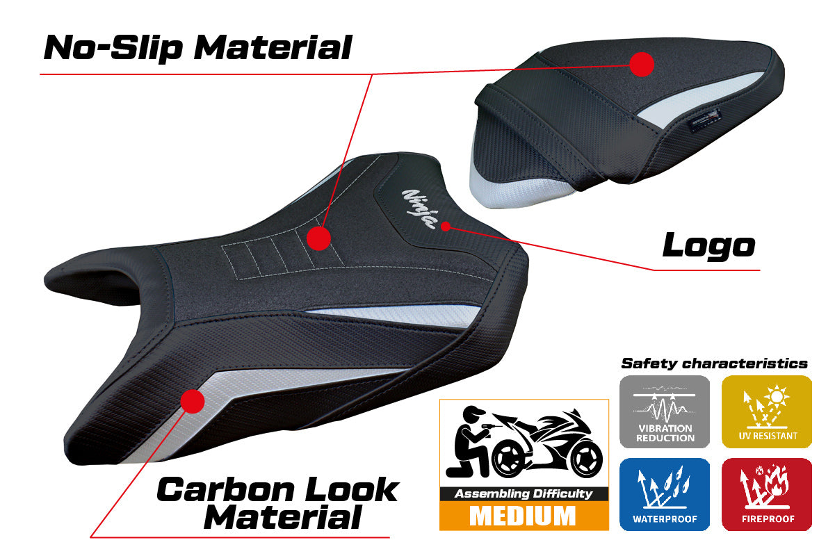 Tappezzeria Italia Kawasaki Ninja 500 2024-2025 Seat Cover Ultragrip in Silver and Black