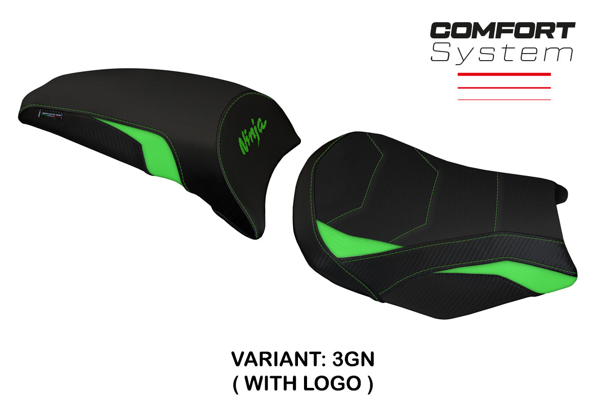 Tappezzeria Italia Kawasaki Ninja 650 2017-2025 Seat Cover Comfort in Green and Black