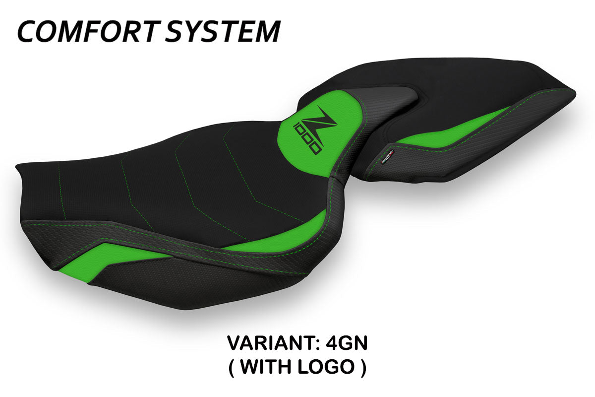 Tappezzeria Italia Kawasaki Z1000 2014-2021 Seat Cover Comfort in Green and Black