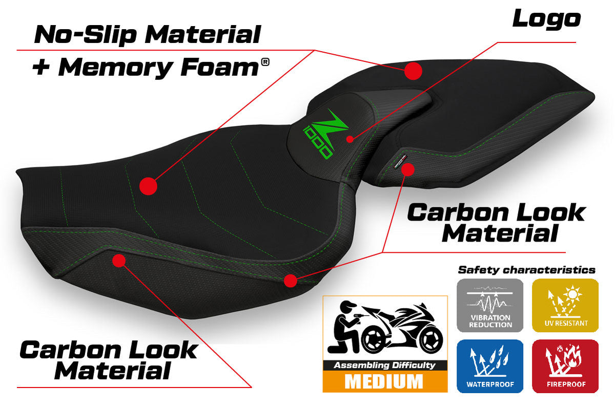 Tappezzeria Italia Kawasaki Z1000 2014-2021 Seat Cover Comfort in Black