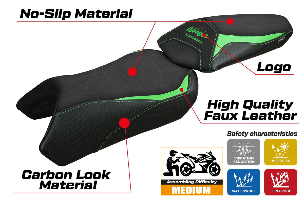 Tappezzeria Italia Kawasaki Ninja 1100 SX 2025  Seat Cover Green Black