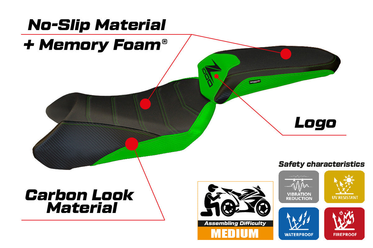 Tappezzeria Italia Kawasaki Ninja 1000 Z1000 SX 2017-2019 Seat Cover Comfort in Green
