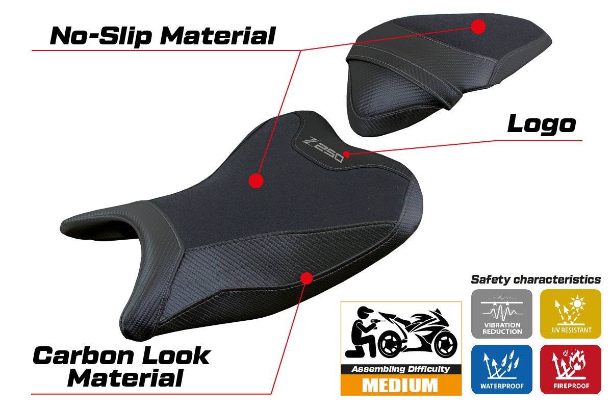 Tappezzeria Italia Kawasaki Z250 2019 2020 Seat Cover Ultragrip in Black